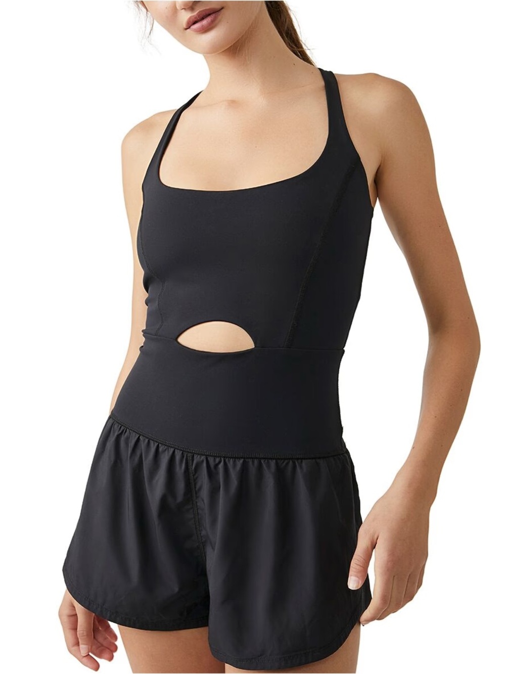 Free People Movement Righteous Runsie Black Romper